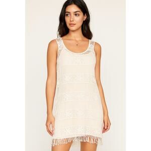 American Eagle Lace Fringe Slip Dress White XS Vintage Y2K Indie Boho Cowgirl